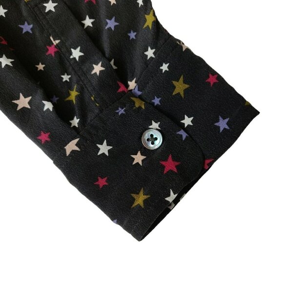 Rails Kate Silk Rainbow Stars Shirt Women's Size XS Button Front Long Sleeves - Picture 7 of 9